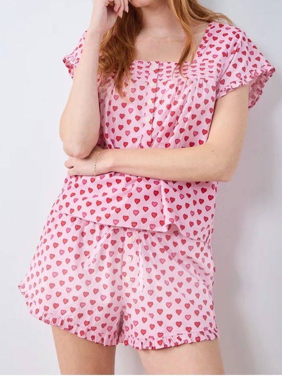 Printfresh Other - Printfresh Mini Candy Hearts Pintuck Short Set Pink and Red Mini Heart L